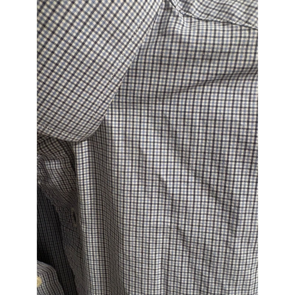 Polo Ralph Lauren Regent Custom Fit Blue White Micro Check ButtonDown Shirt 17.5 - Picture 2 of 4